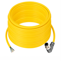 ELCO SINGLE ENDED MICRO CABLE, 4 PIN M12 MALE ELBOW PVC YELLOW 22 AWG 20M