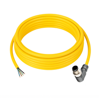 ELCO SINGLE ENDED MICRO CABLE, 4 PIN M12 MALE ELBOW PVC YELLOW 22 AWG 5M