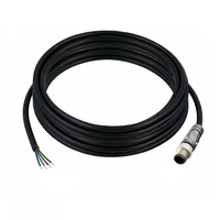 ELCO SINGLE ENDED MICRO CABLE, 4 PIN M12 MALE STRAIGHT PUR BLACK 22 AWG 5M PNP LED