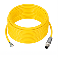 ELCO SINGLE ENDED MICRO CABLE, 4 PIN M12 MALE STRAIGHT PVC YELLOW 22 AWG 15M