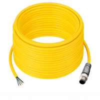 ELCO SINGLE ENDED MICRO CABLE, 4 PIN M12 MALE STRAIGHT PVC YELLOW 22 AWG 20M