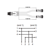 ECS-2CO8.3-2.23/2.23/P ELCO Y-SPLITTER STRAIGHT M12 MALE 4 PINS X (2) STRAIGHT M8 FEMALE 3 PINS, 2 METER YELLOW PUR, 24 AWG
