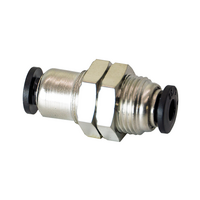 FLOFLEX COMPOSITE PUSH-IN PNEUMATIC FITTING, 4MM TUBE UNION BULKHEAD