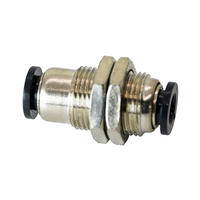 FLOFLEX COMPOSITE PUSH-IN PNEUMATIC FITTING, 6MM TUBE UNION BULKHEAD