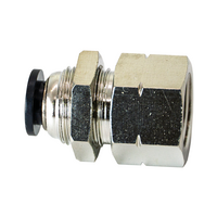FLOFLEX COMPOSITE PUSH-IN PNEUMATIC FITTING, 1/4&quot; TUBE X 1/4&quot; NPT FEMALE BULKHEAD