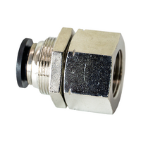 FLOFLEX COMPOSITE PUSH-IN PNEUMATIC FITTING, 3/8&quot; TUBE X 3/8&quot; NPT FEMALE BULKHEAD