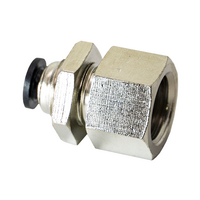 FLOFLEX COMPOSITE PUSH-IN PNEUMATIC FITTING, 4MM TUBE X 1/4&quot; BSPT FEMALE BULKHEAD