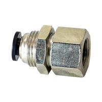 FLOFLEX COMPOSITE PUSH-IN PNEUMATIC FITTING, 4MM TUBE X 1/8&quot; BSPT FEMALE BULKHEAD