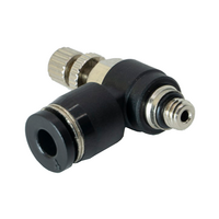 FLOFLEX NPT X PUSH-IN FLOW CONTROL, 4MM TUBE X M5 MALE REDUCER METER OUT - KNOB ADJUSTMENT