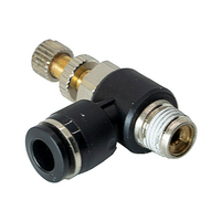FLOFLEX COMPOSITE FLOW CONTROL, 6MM TUBE X 1/8&quot; NPT MALE REDUCER METER OUT - KNOB ADJUSTMENT