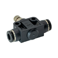 FLOFLEX PLASTIC PUSH-IN PNEUMATIC FITTING, 6MM TUBE INLINE - KNOB ADJUSTMENT