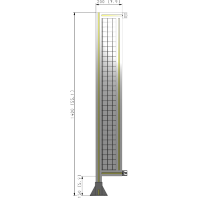 A1-1400-0200-0150-HYMFA SINGLE PANEL-LEG ON LEFT WITH HINGES 1400MM X 200MM  1" MESH, FULLY ASSEMBLED