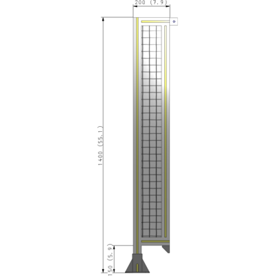 A1-1400-0200-0150-TYMFK SINGLE PANEL-LEG ON LEFT WITH TIE PLATES AND ANGLE 1400MM X 200MM 1" MESH, AS A KIT