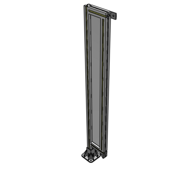 A1-1400-0200-0150-TYPFK SINGLE PANEL-LEG ON LEFT WITH TIE PLATES AND ANGLE 1400MM X 200MM 1/4" POLYCARBONATE, AS A KIT