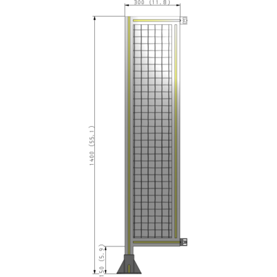 A1-1400-0300-0150-HYMFA SINGLE PANEL-LEG ON LEFT WITH HINGES 1400MM X 300MM  1" MESH, FULLY ASSEMBLED