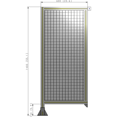 A1-1400-0600-0150-TYMFK SINGLE PANEL-LEG ON LEFT WITH TIE PLATES AND ANGLE 1400MM X 600MM 1" MESH, AS A KIT