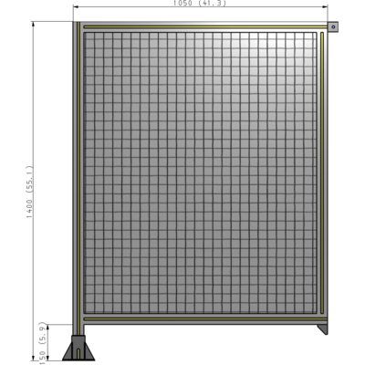 A1-1400-1050-0150-TYMFA SINGLE PANEL-LEG ON LEFT WITH TIE PLATES AND ANGLE 1400MM X 1050MM 1" MESH, FULLY ASSEMBLED