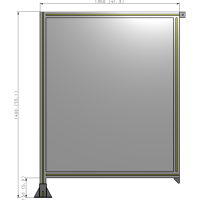 A1-1400-1050-0150-TYPFK SINGLE PANEL-LEG ON LEFT WITH TIE PLATES AND ANGLE 1400MM X 1050MM 1/4" POLYCARBONATE, AS A KIT