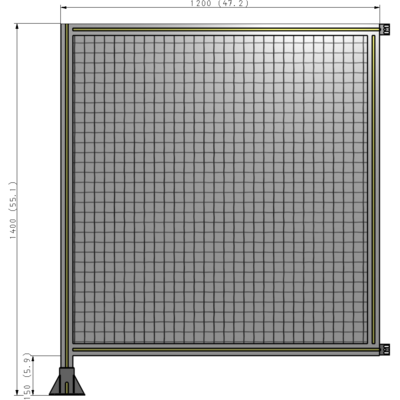 A1-1400-1200-0150-HYMFA SINGLE PANEL-LEG ON LEFT WITH HINGES 1400MM X 1200MM  1" MESH, FULLY ASSEMBLED