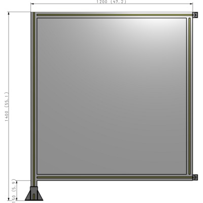 A1-1400-1200-0150-HYPFA SINGLE PANEL-LEG ON LEFT WITH HINGES 1400MM X 1200MM  1/4" POLYCARBONATE, FULLY ASSEMBLED