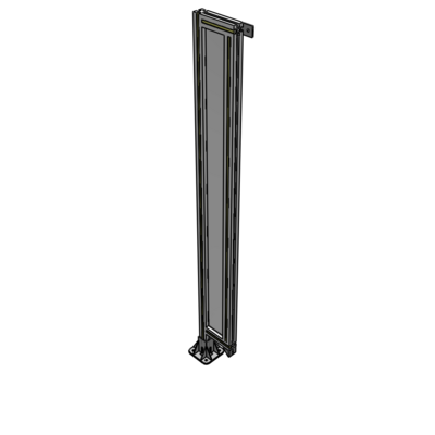 A1-1700-0200-0150-TYPFA SINGLE PANEL-LEG ON LEFT WITH TIE PLATES AND ANGLE 1700MM X 200MM 1/4" POLYCARBONATE, ASSEMBLED
