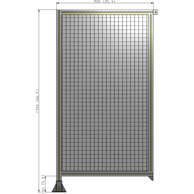 A1-1700-0900-0150-TYMFA SINGLE PANEL-LEG ON LEFT WITH TIE PLATES AND ANGLE 1700MM X 900MM 1" MESH, FULLY ASSEMBLED