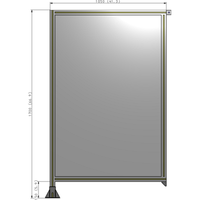A1-1700-1050-0150-TYPFK SINGLE PANEL-LEG ON LEFT WITH TIE PLATES AND ANGLE 1700MM X 1050MM 1/4" POLYCARBONATE, AS A KIT
