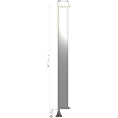 A1-2135-0200-0150-HYPFA SINGLE PANEL-LEG ON LEFT WITH HINGES 2135MM X 200MM  1/4" POLYCARBONATE, FULLY ASSEMBLED