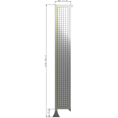 A1-2135-0300-0150-TYMFK SINGLE PANEL-LEG ON LEFT WITH TIE PLATES AND ANGLE 2135MM X 300MM 1" MESH, AS A KIT