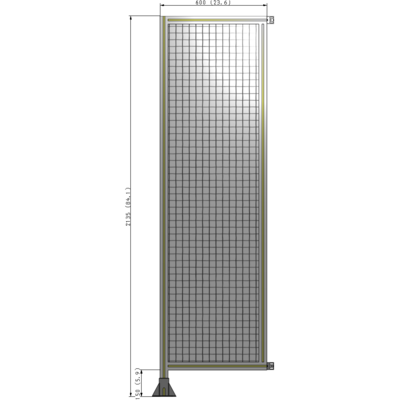 A1-2135-0600-0150-HYMFA SINGLE PANEL-LEG ON LEFT WITH HINGES 2135MM X 600MM 1" MESH, FULLY ASSEMBLED