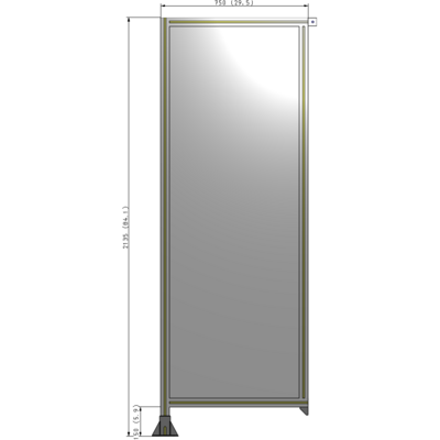 A1-2135-0750-0150-TYPFK SINGLE PANEL-LEG ON LEFT WITH TIE PLATES AND ANGLE 2135MM X 750MM 1/4" POLYCARBONATE, AS A KIT