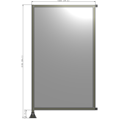 A1-2135-1200-0150-HYPFK SINGLE PANEL-LEG ON LEFT WITH HINGES 2135MM X 1200MM  1/4" POLYCARBONATE, AS A KIT
