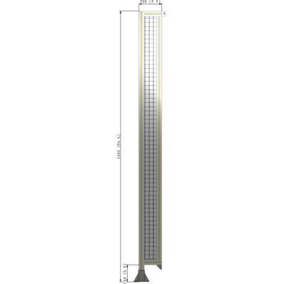 A1-2400-0200-0150-TYMFA SINGLE PANEL-LEG ON LEFT WITH TIE PLATES AND ANGLE 2400MM X 200MM  1" MESH, FULLY ASSEMBLED