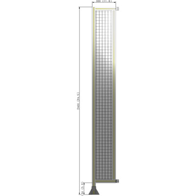 A1-2400-0300-0150-HYMFK SINGLE PANEL-LEG ON LEFT WITH HINGES 2400MM X 300MM  1" MESH, AS A KIT