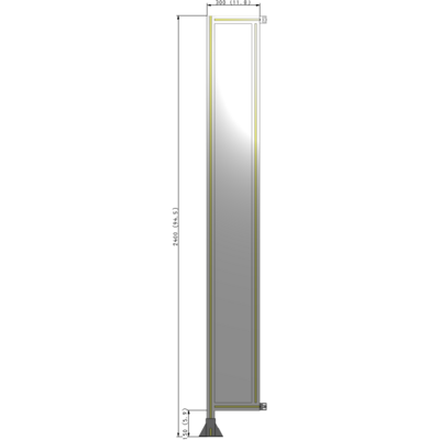 A1-2400-0300-0150-HYPFA SINGLE PANEL-LEG ON LEFT WITH HINGES 2400MM X 300MM  1/4" POLYCARBONATE, FULLY ASSEMBLED
