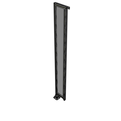 A1-2400-0300-0150-TYPFA SINGLE PANEL-LEG ON LEFT WITH TIE PLATES AND ANGLE 2400MM X 300MM  1/4" POLYCARBONATE, ASSEMBLED