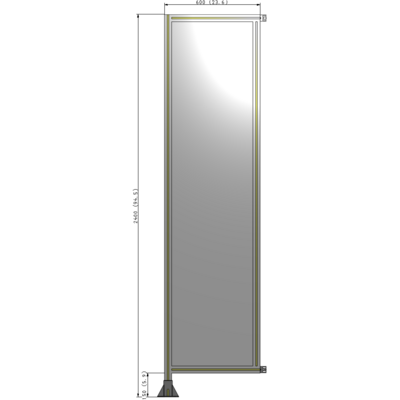 A1-2400-0600-0150-HYPFA SINGLE PANEL-LEG ON LEFT WITH HINGES 2400MM X 600MM  1/4" POLYCARBONATE, ASSEMBLED