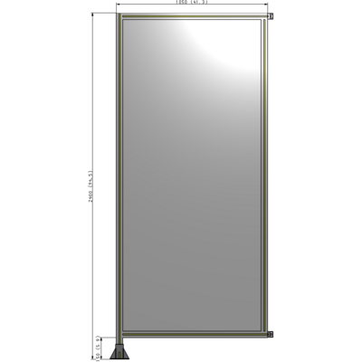 A1-2400-1050-0150-HYPFA SINGLE PANEL-LEG ON LEFT WITH HINGES 2400MM X 1050MM  1/4" POLYCARBONATE, FULLY ASSEMBLED