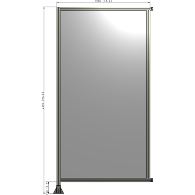 A1-2400-1200-0150-HYPFA SINGLE PANEL-LEG ON LEFT WITH HINGES 2400MM X 1200MM  1/4" POLYCARBONATE, FULLY ASSEMBLED