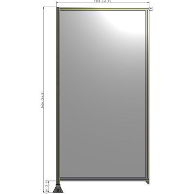 A1-2400-1200-0150-TYPFA SINGLE PANEL-LEG ON LEFT WITH TIE PLATES AND ANGLE 2400MM X 1200MM  1/4" POLYCARBONATE, ASSEMBLED