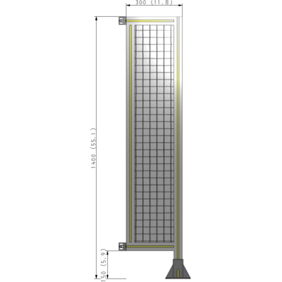 A2-1400-0300-0150-HYMFA SINGLE PANEL-LEG ON RIGHT WITH HINGES 1400MM X 300MM  1" MESH, FULLY ASSEMBLED