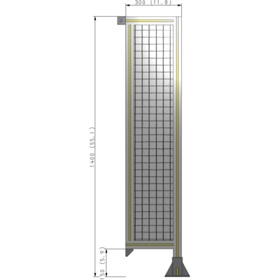 A2-1400-0300-0150-TYMFA SINGLE PANEL-LEG ON RIGHT WITH TIE PLATES AND ANGLE 1400MM X 300MM 1" MESH, FULLY ASSEMBLED