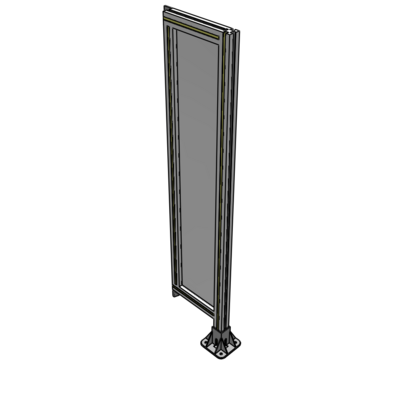 A2-1400-0300-0150-TYPFA SINGLE PANEL-LEG ON RIGHT WITH TIE PLATES AND ANGLE 1400MM X 300MM  1/4" POLYCARBONATE, ASSEMBLED