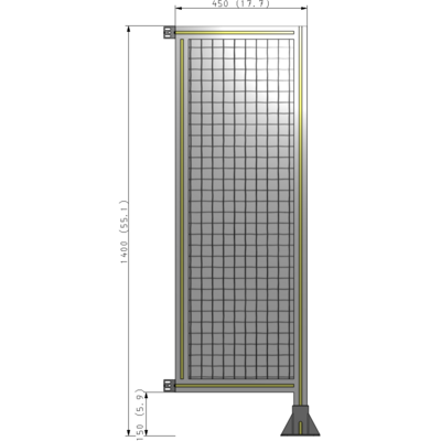 A2-1400-0450-0150-HYMFK SINGLE PANEL-LEG ON RIGHT WITH HINGES 1400MM X 450MM 1" MESH, AS A KIT