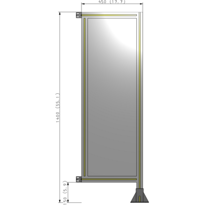 A2-1400-0450-0150-HYPFK SINGLE PANEL-LEG ON RIGHT WITH HINGES 1400MM X 450MM  1/4" POLYCARBONATE, AS A KIT