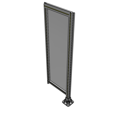 A2-1400-0450-0150-TYPFA SINGLE PANEL-LEG ON RIGHT WITH TIE PLATES AND ANGLE 1400MM X 450MM  1/4" POLYCARBONATE, ASSEMBLED