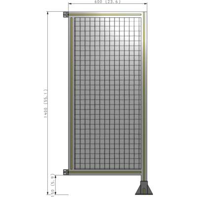 A2-1400-0600-0150-HYMFA SINGLE PANEL-LEG ON RIGHT WITH HINGES 1400MM X 600MM 1" MESH, FULLY ASSEMBLED