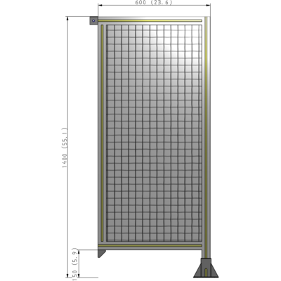 A2-1400-0600-0150-TYMFK SINGLE PANEL-LEG ON RIGHT WITH TIE PLATES AND ANGLE 1400MM X 600MM  1" MESH, AS A KIT