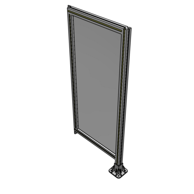 A2-1400-0600-0150-TYPFA SINGLE PANEL-LEG ON RIGHT WITH TIE PLATES AND ANGLE 1400MM X 600MM  1/4" POLYCARBONATE, ASSEMBLED