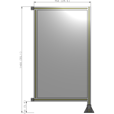 A2-1400-0750-0150-HYPFK SINGLE PANEL-LEG ON RIGHT WITH HINGES 1400MM X 750MM 1/4" POLYCARBONATE, AS A KIT